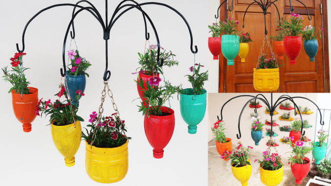 Recycle Plastic Bottles To Make Colorful Flower Pots For A Beautiful Balcony