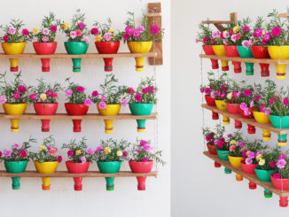 Beautiful Wall Garden Ideas From Plastic Bottles And Recycled Wood - Portulaca Garden