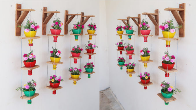 Creative Hanging Garden Ideas, Recycling Beautiful Plastic Wall And Wood Gardening Walls (4)