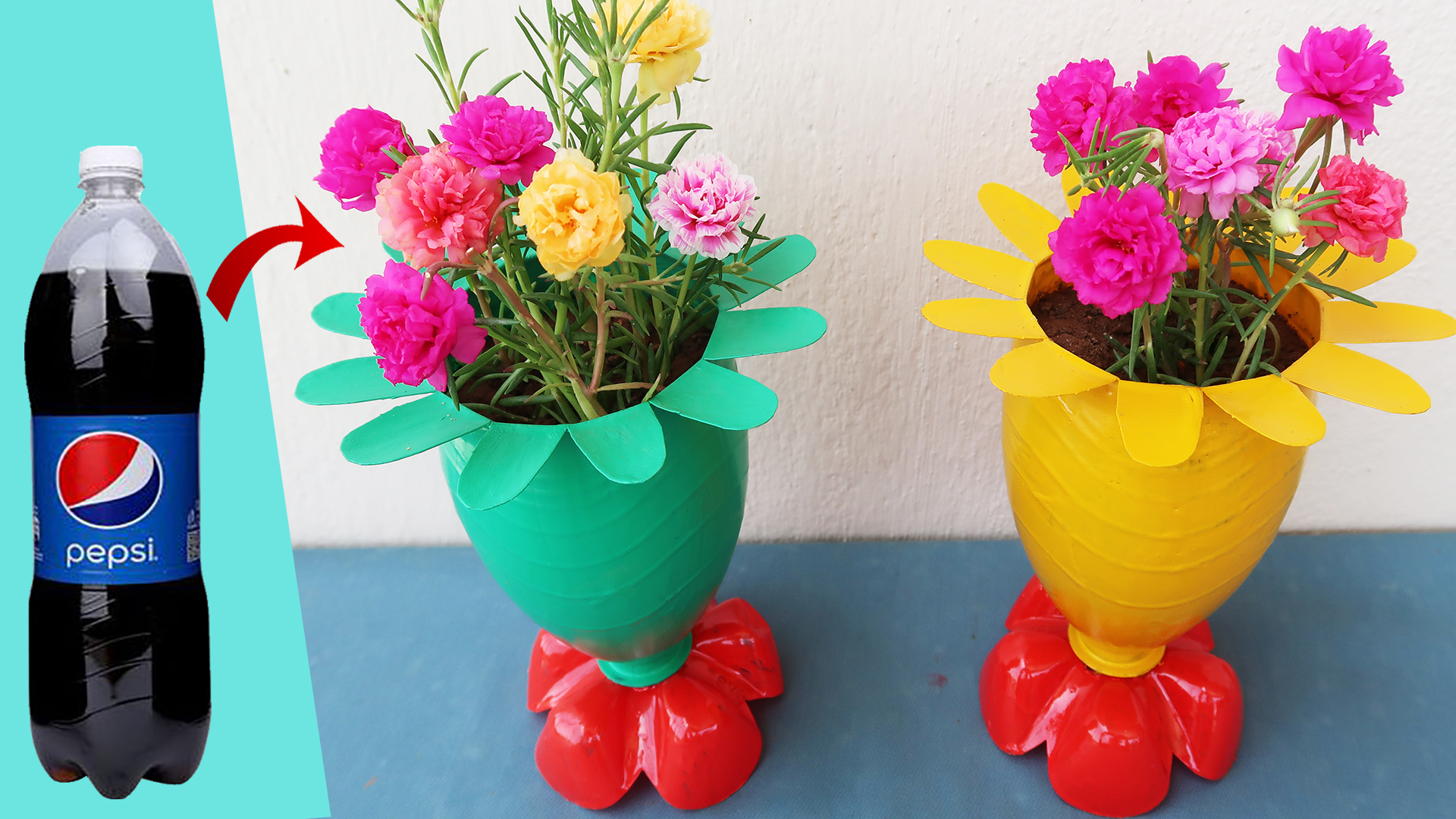 Great With Flower-Shaped Flower Pots Made From Recycled Plastic Bottles