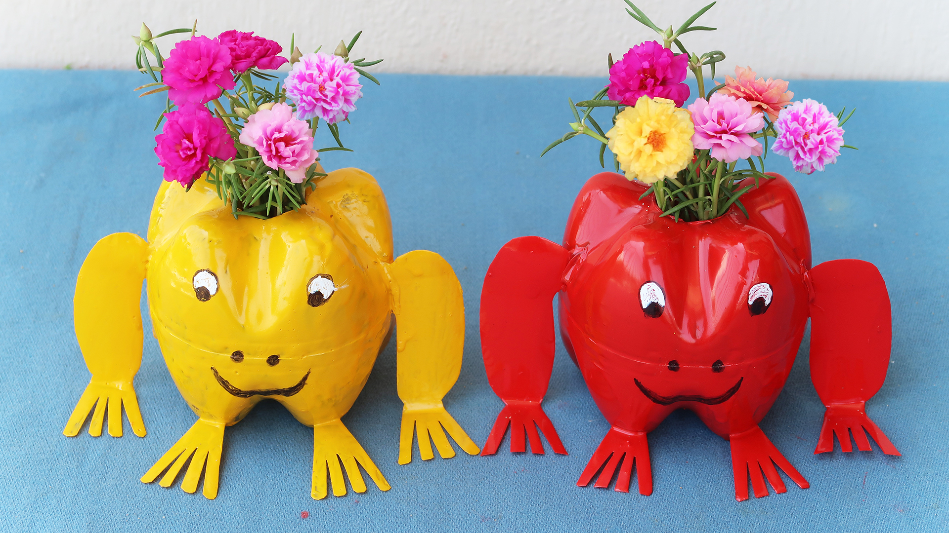 Great Idea, Gorgeous Frog Flower Pots From Recycled Plastic Bottles