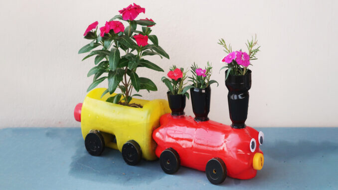 Recycle Plastic Bottles And Plastic Containers To Make Beautiful Flower Pots For Small Garden