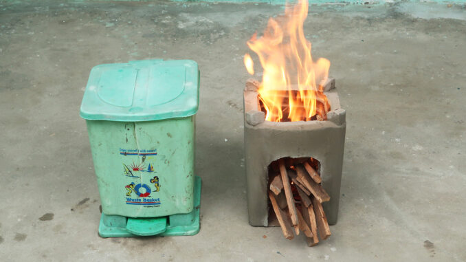 Great Idea To DIY Cement Stove From The Waste Bin