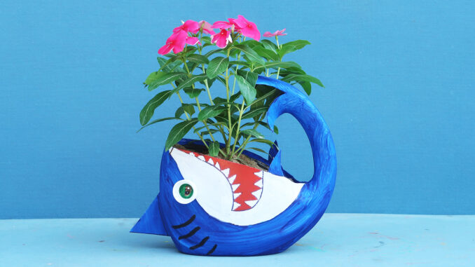 Recycle Your Detergent Bottle Into A Beautiful Shark Shaped Tree Pot