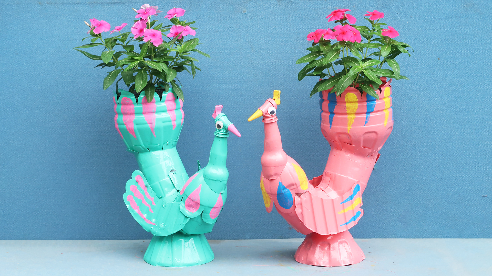Recycle Plastic Bottles To Make Beautiful Swan-Shaped Flower Pots