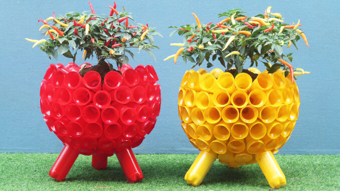 Reuse Plastic Bottles To Make A Beautiful Colorful Garden Pot For Your Small Garden