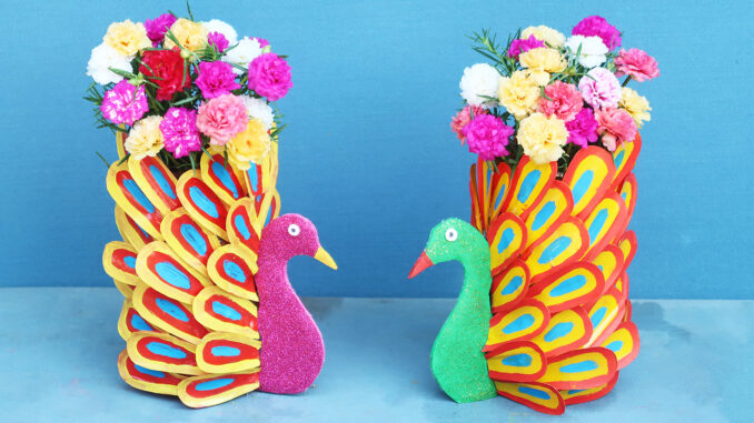 Creative flower pot ideas, Recycle plastic bottles to make beautiful peacock flower pots