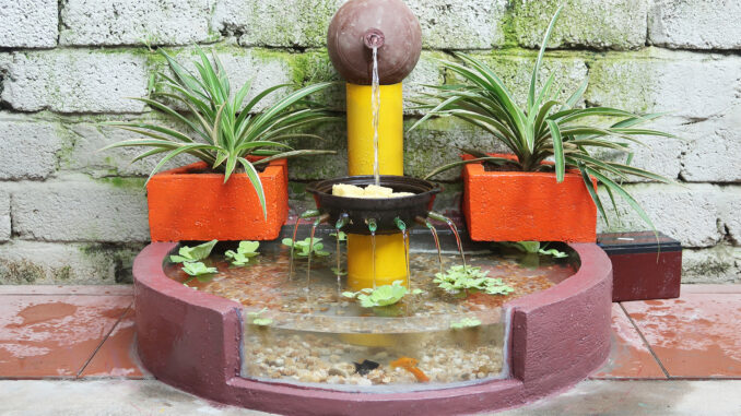 Creative outdoor fountain ideas | DIY aquarium from cement and bricks